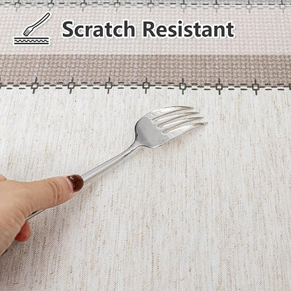 MYSKY HOME Table Cloth 60x120 in Rectangle, Heavy Duty Linen Look Waterproof Tablecloths Farmhouse Tablecloth, Wrinkle Free Table Cover with Coffee Lines for Kitchen Dining, Party