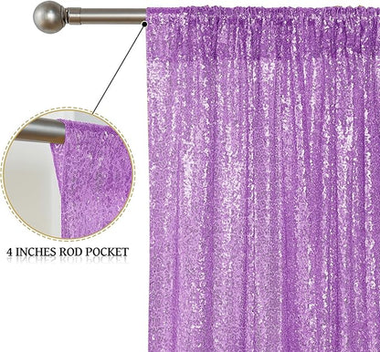 Sugargirl Lavender Purple Sequin Backdrop Curtain 2 Panels 2FTx8FT Glitter Lavender Background Drapes Sparkle Photography Backdrop for Party Wedding Birthday Wall Decoration
