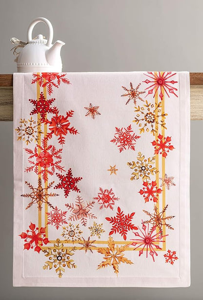 Maison d' Hermine Table Runner 100% Cotton Single Layer Table Runners 108 inches Long for Thanksgiving Christmas Decorations Home Kitchen Dining Party Wedding (Crystal Star, 14.5" x 108")