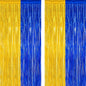 2 Pack Graduation Backdrop, 3.28 FT x 7.05 FT Class of 2025 Decorations, Blue Gold Fringe Curtains Tinsel Backdrop Party Streamer, Metallic Blue and Gold Graduation Decorations 2025