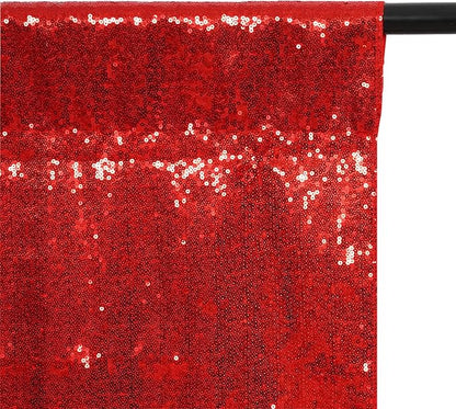 Poise3EHome 7Ft x 7Ft Red Sequin Backdrop, Glitter Thick Satin Sequin Background Drapes, Sparkly Opaque Photography Curtain Backdrop for Wedding Party Holiday Festival Decor