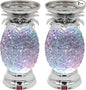 YAKii 9.5" Pineapple LED Color Changing Shine Lamp,Swirling Water Waves Lamp Kid Safe Battery/USB Cable Operated,Table Lamp Candle Holder Table Decoration Silver(Pack of 2)