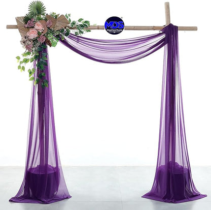 MDS Halloween Chiffon Draping Fabric - 2 Panel, 30" Wide x 20ft Long - Sheer Spooky Arbor & Canopy Drapery for Haunted House Backdrops, Party Ceilings, DIY Costumes & Themed Events - Cadbury Purple