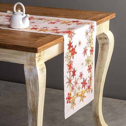 Maison d' Hermine Table Runner 100% Cotton Single Layer Table Runners 48 inches Long for Thanksgiving Christmas Decorations Home Kitchen Dining Party Wedding (Crystal Star, 14.5" x 48")