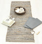 Chardin home Natural Jute Table Runner 13x48 Inch – Vintage Boho Rustic Table Decor – Handwoven Table Runner in Natural Jute and Grey – Farmhouse Dining or Console Table Accent