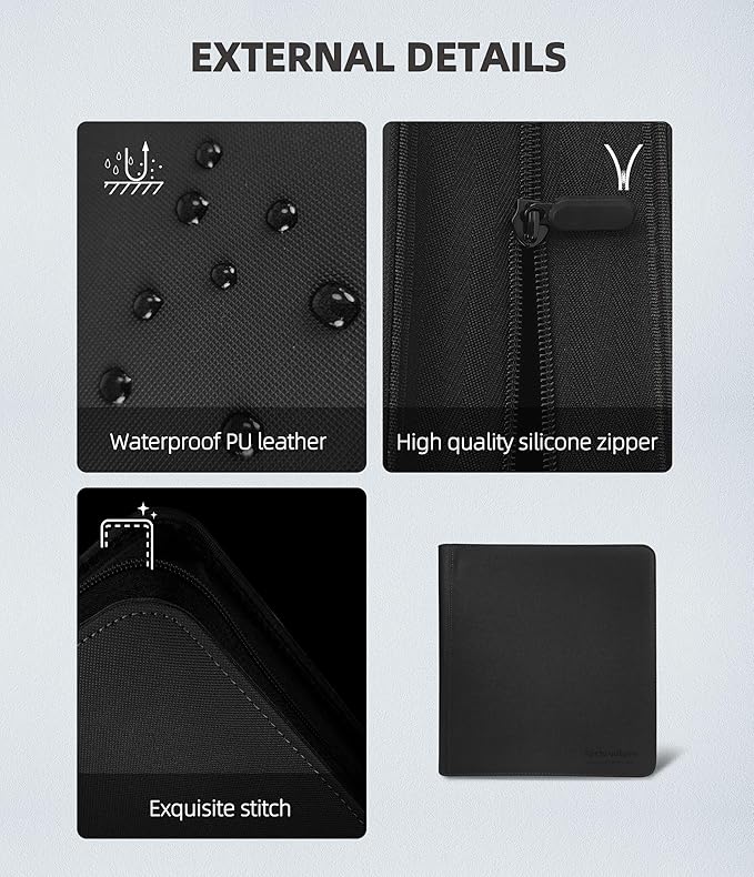 12 Pockets Premium Card Binder 480 Cards Trading Card Binders Side Load Card Storage Display Album(12 Pocket 480 Card Slot,Black)