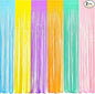 BRAVESHINE Tinsel Foil Fringe Curtains - 2Pcs 3.2x8.2ft Pastel Colourful Photo Backdrop for Sweet Birthdays Easter Bunny Bridal Shower Fairy Kids Candy Donut Party Decorations