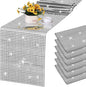 Durony 6 Pack Disco Party Table Runners, 11 x 108 Inch Silver Glitter Foil with Sparkle Sequin, Ideal for Bachelorette, 70s, Disco, Cowgirl Parties