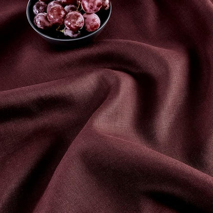 Solino Home Linen Burgundy Table Runner 156 Inches Long - 100% Pure Linen Extra Long Table Runner 14 x 156 Inch for Christmas, Fall, Autumn, Thanksgiving - Classic Hemstitch