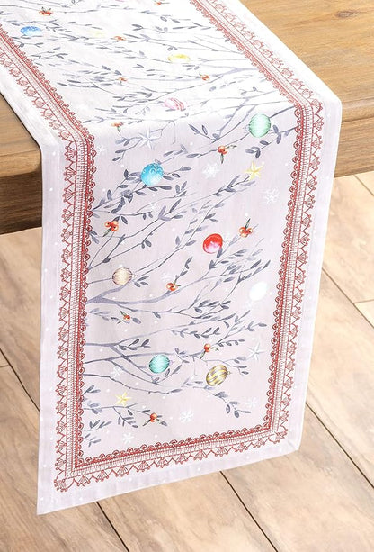 Maison d' Hermine Table Runner 100% Cotton Single Layer Table Runners 60 inches Long for Thanksgiving Christmas Decorations Home Kitchen Dining Party Wedding (Fairy Christmas, 14.5" x 60")