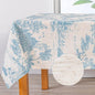 MYSKY HOME Linen Vintage Rectangle Tablecloth 60x84 Inches, Blue Castle Print Table Cloth for Dining Table I Tabletop I Parties/Outdoor I Spring/Summer Waterproof Fabric Farmhouse Tablecloth