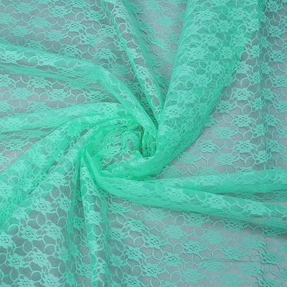 MDS Pack of 5 Wedding 12 x 108 inches Lace Table Runner for Wedding, Decorations for Birthday Parties, Banquets, Graduations, Engagements, and Runners fit Rectangle, Round Table- Mint