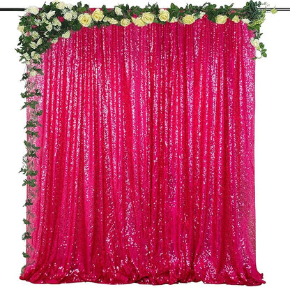 ShiDianYi 4x6ft Hot Pink Sequins Backdrop - Photo Booth Background for Parties Events, Sparkly Photography Decoration