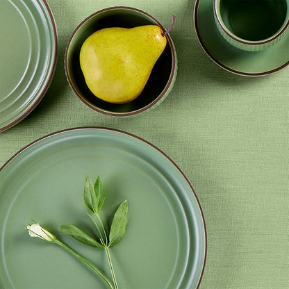 Solino Home Linen Tablecloth 60 x 108 Inch - 100% Pure Linen Laurel Green Table Cloth for Rectangle Tables - Fete, Machine Washable Tablecloth for Fall, Autumn, Thanksgiving
