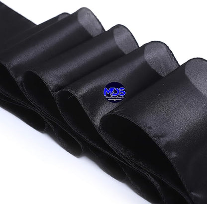 MDS Pack of 125 PCS Satin Chair Sashes Charmeuse Sateen Dining Chair Bows Ribbon Ties Back Sash for Wedding Party Birthday Home Hotel Restaurant Banquet Decoration (7 x 108 Inch, Black)