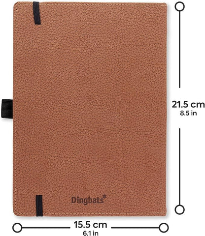 Dingbats* Wildlife Plain Journal Notebook A5 - Vegan Leather Hard Cover, Ideal for Work, Travel - Pocket, Elastic Closure, Bookmark