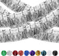 4 Pack Iridescent Fringe Curtains, Metallic Foil Fringe Garland Wall Hanging Drapes Tassel Foil Float for Parade Trailer, Birthday Holiday Outdoor/Indoor Party Decoration (Silver)