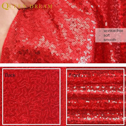 8ft x 8ft Red Sequin Backdrop Party Backdrop Curtain for Wedding Birthday Event Ceremony Wall Decorations
