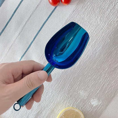 Metal Ice Scoop 3 Oz, Small Stainless Steel Ice scooper for Ice Maker Ice Bucket Kitchen Freezer Bar Party Wedding, Multipurpose for Coffee Bean,Flour Scoop,Dog Food Scoop (3 OZ-Blue)
