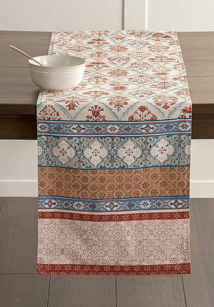 Maison d' Hermine Table Runner 100% Cotton Double Layer Table Runners 72 inches Long for Thanksgiving Christmas Decorations Home Kitchen Dining Party Wedding (Romane, 14.5" x 72")