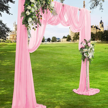 VACVELT Wedding Arch Draping Fabric Blush Pink Chiffon, 2 Panels Sheer Drapes 30 Inch x 20ft Chiffon Backdrop Curtain Wedding Decor, Outdoor Sheer Drapery for Ceremony Party Ceiling