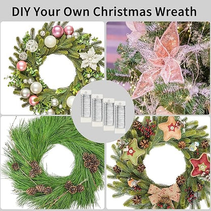 Silver Floral Wire - 152 Yards, 22 Gauge, Flexible for Flower Arrangement, Garland, Wreaths, Plant Crafts