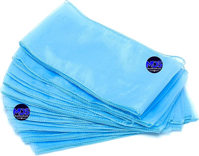 MDS Pack of 75 PCS Organza Chair Sashes Wider Dining Chair Bows Ribbon Tie Back for Wedding Party Birthday Bridal Shower Reception Event Banquet Home Chair Cover Decoration - Baby Blue