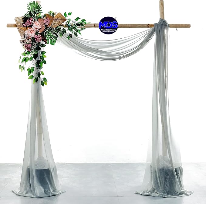 MDS Halloween Chiffon Draping Fabric - 1 Panel, 30" Wide x 20ft Long - Sheer Spooky Arbor & Canopy Drapery for Haunted House Backdrops, Party Ceilings, DIY Costumes & Themed Events - Gray