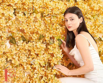 Flower Garland, Artificial Hydrangea Vine Flowers, Hanging Fake Hydrangeas Vine for Room Anniversary Wedding Birthday Christmas Wall Arch Decor, 2 Pcs, Floral Garland, Champagne Flower
