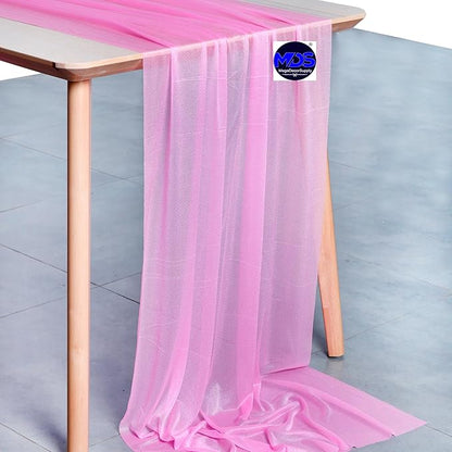 MDS 2 Pack 10ft Chiffon Table Runner 29 x 120 Inches Sheer Wedding Runner Romantic Rustic Table Runner for Wedding Decorations, Birthday Parties, Bridal Shower Party Arch Decor - Bubblegum Pink