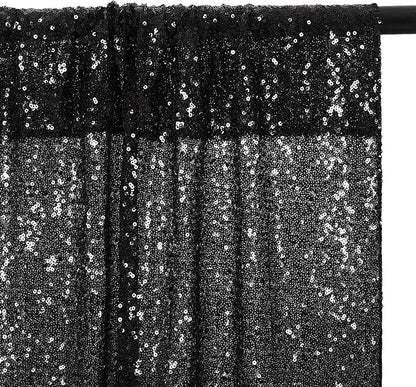 Eternal Beauty Black Sequin Backdrop, 8x10 Ft Halloween Glitter Background Curtains for Shimmer Photography Party Wedding Birthday Back Drop Decor