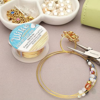 The Beadsmith Wire Elements Craft Wire – Tarnish Resistant, Soft Temper, Round, Gold Color – 0.41mm, 26 Gauge, 15 Yard Spool – Jewelry Making, Wire Wrapping, Floral, & Other DIY Crafts