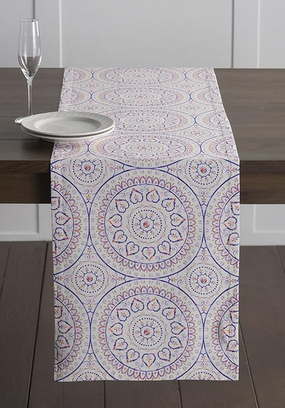Maison d' Hermine Table Runner 100% Cotton Double Layer Table Runners 72 inches Long Decorative for Home Kitchen Dining Party Baby Shower Wedding Bridal Shower Spring Summer (Mandala, 14.50" x 72")