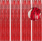 BTSD-home Red Foil Fringe Curtain, Metallic Photo Booth Backdrop Tinsel Door Curtains for Wedding Birthday Bridal Shower Baby Shower Bachelorette Christmas Party Decorations(4 Pack, 8ft x 3ft)