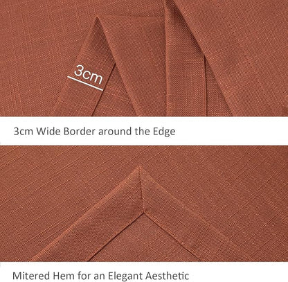 maxmill Lux Faux Linen Table Cloth with Slubby Texture Wrinkle Resistant Soft Anti-Shrink Tablecloth for Kitchen Dining Tabletop Fall Harvest Thanksgiving Parties Dinner Rectangle 52 x 70 Inch Rust