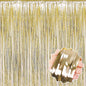 6 Pack Light Gold Foil Fringe Curtains Backdrop, 3.28 x 8.2 Ft Metallic Streamers Tinsel Curtains Background for Photo Booth, Birthday, Weddings, Carnivals, Graduation, Themed Party Decorations