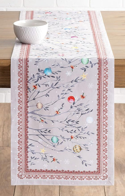 Maison d' Hermine Table Runner 100% Cotton Single Layer Table Runners 90 inches Long for Thanksgiving Christmas Decorations Home Kitchen Dining Party Wedding (Fairy Christmas, 14.5" x 90")