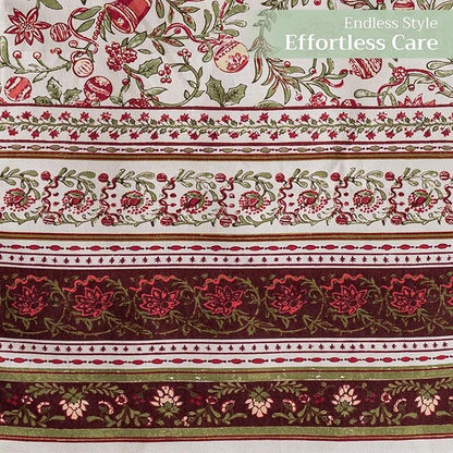 Maison d' Hermine Table Runner 100% Cotton Double Layer Table Runners 108 inches Long for Thanksgiving Christmas Decorations Home Kitchen Dining Party Wedding (Reveillon Au Jardin, 14.5" x 108")
