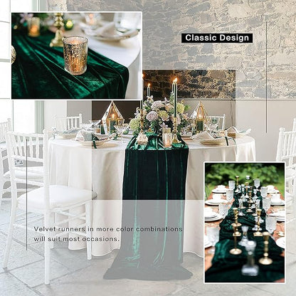 Velvet Table Runner, 10ft Luxurious Wedding Reception Decorations Soft Velvet Fabric Table Linen Overlay for Party (20 x 120 inch, Gold)