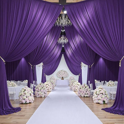 30ftx10ft Purple Backdrop Curtains for Party Background, Wrinkle Free Purple Photo Backdrop Drapes 6 Panels Back Drop Cloth for Wedding Birthday Photography Baby Shower Decor