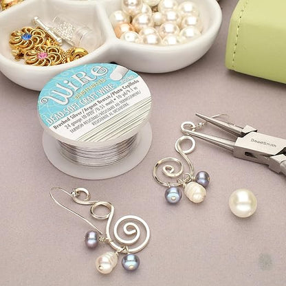 The Beadsmith Wire Elements Craft Wire – Tarnish Resistant, Soft Temper, Round, Brush Silver Color – 0.51mm, 24 Gauge, 10 Yard Spool – Jewelry Making, Wire Wrapping, Floral, & Other DIY Crafts