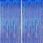 2 Pack Blue Foil Fringe Backdrop Curtains, Tinsel Streamers Party Decorations, Fringe Backdrop for Graduation, Disco Party