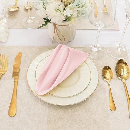 50 Pieces Light Pink Satin Napkins, 17" x 17" Square Table Napkins, Silky Soft Smooth Washable Napkins for Restaurant, Weddings, Dinner, Party Decoration