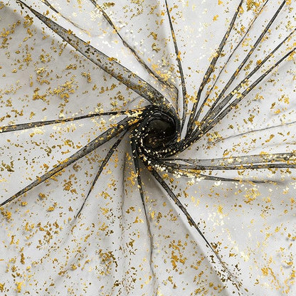 Artoid Mode 3Pcs Black Gold Gauze Table Runner 120 Inch 10FT, Glitter Metallic Foil Sheer Dining Wedding Anniversary Holiday Birthday Table Decor for Home Party
