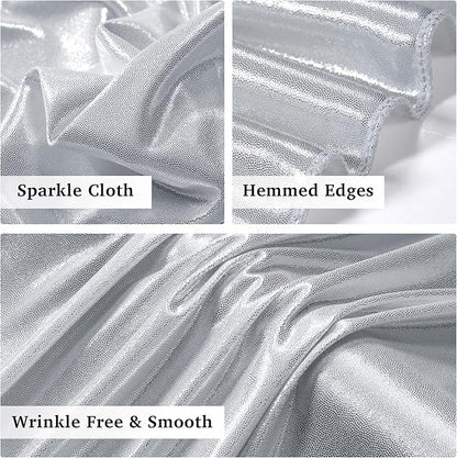 30ftx10ft Silver Sequin Backdrop Curtain for Parties, Wrinkle Free Glitter Photo Backdrop Drapes 6 Panels 5x10FT Back Drop Cloth Shimmer Fabric for Wedding Birthday Photography Background