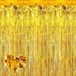4 Pack Gold Fringe Curtain Backdrop, 3.2Ft x 6.6Ft Metallic Tinsel Foil Fringe Streamers Background for Photo Booth Birthday Wedding Baby Shower Carnival Easter Mother’s Day Party Decorations