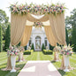 leegleri 40ftx12ft Wrinkle Free Beige Backdrop Curtain, 8 Panels 12FT Height Beige Wedding Backdrop Drapes, Silky Polyester Back Drop Cloth for Birthday Photography Background Party Backdrop Draping