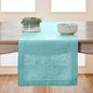 Solino Home Linen Aqua Blue Table Runner 72 Inches Long - 100% Pure Linen Hemstitch Table Runner 14 x 72 Inch for Dresser, Dining - Classic Hemstitch