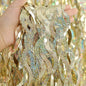 4 Pack Champagne Gold Fringe Curtain Backdrop - CYLMFC 3.3 ft x 6.6 ft Shimmer Wavy Foil Curtain for Birthday Party, Yellow Fringe Backdrop Streamers Party Decorations