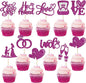 Ephlyn 30Pcs He Asked She Said Yes Cupcake Toppers Glitter Engagement Cupcake Toppers Diamond Ring Heart Love I Do Cupcake Picks for Engagement Wedding Party Cake Decorations Purple